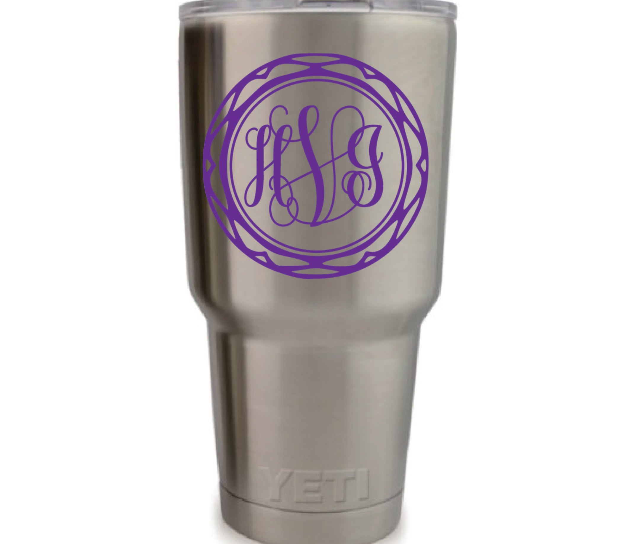 Circle Swirl Tumbler Monogram Decal, personalized vinyl sticker for drinkware - Eastcoast Engraving