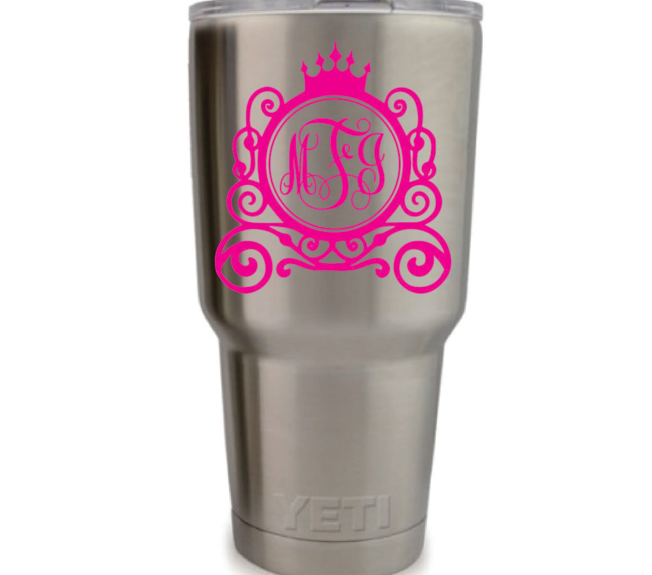 Princess Crown Vinyl Monogram Decal, 3.35 x 3.35 inch personalized royal sticker for tumblers, laptops, and mugs