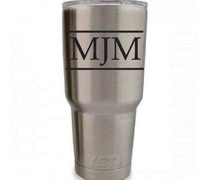 Three Initial Personalized Vinyl Decal, 3.35 x 3.35 inch custom sticker for tumblers and laptops