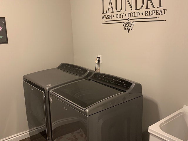 Wash Dry Fold Repeat Laundry Wall Vinyl Sticker in multiple sizes