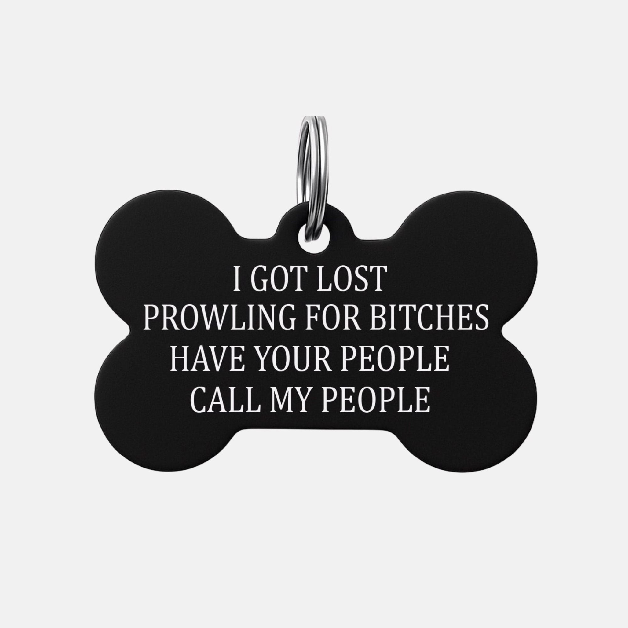 Funny dog ID tags with engraved sayings and personalization