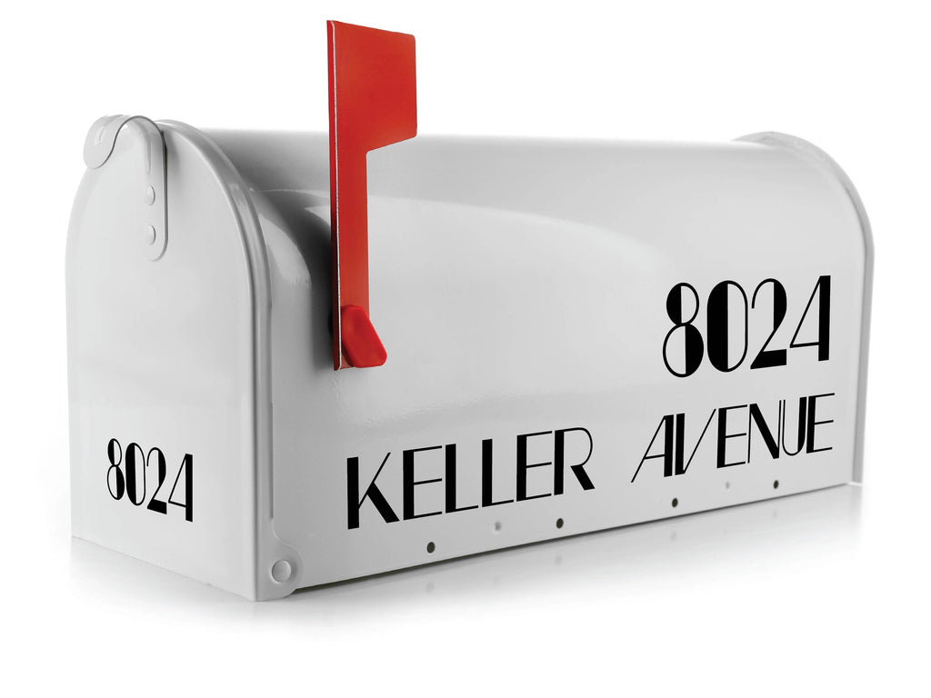 Custom mailbox lettering on residential mailbox showcasing unique retro design