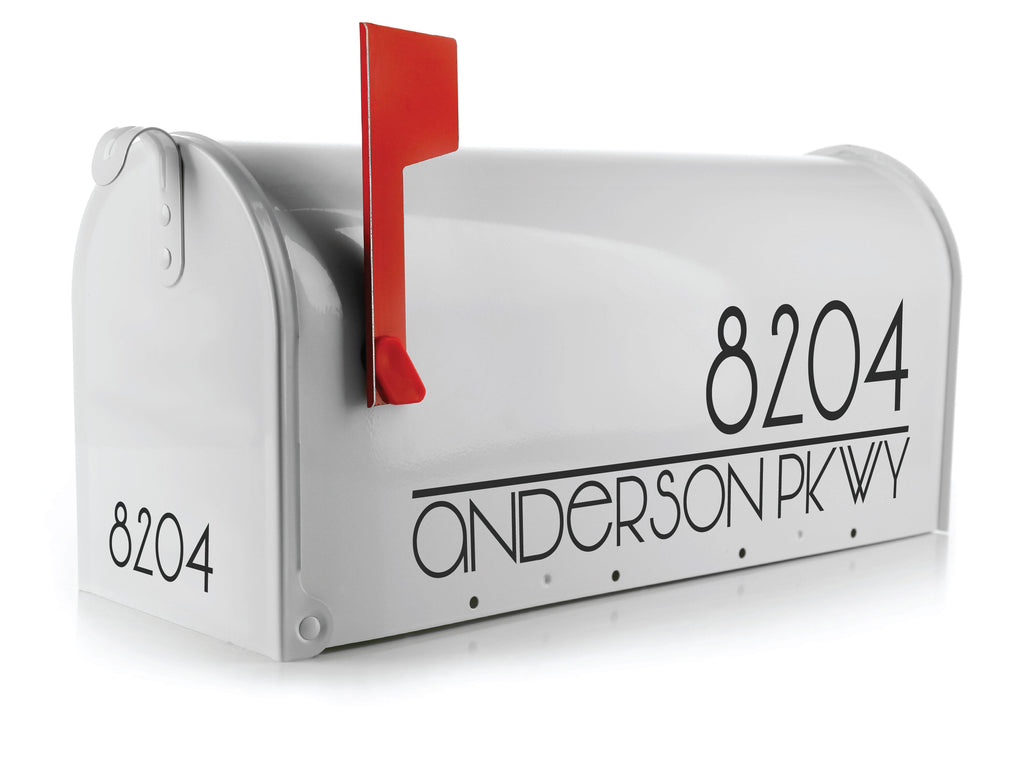Custom mailbox sticker on contemporary home mailbox