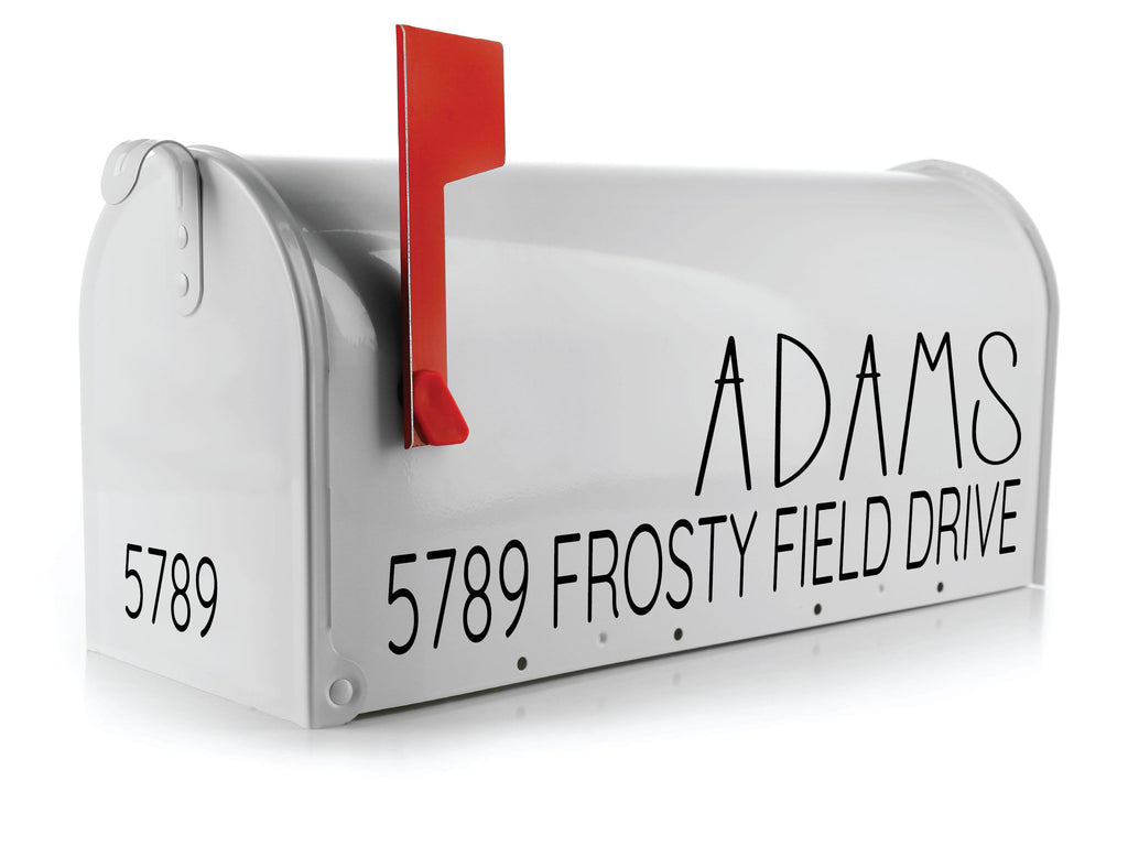 Custom weatherproof mailbox decal on residential mailbox