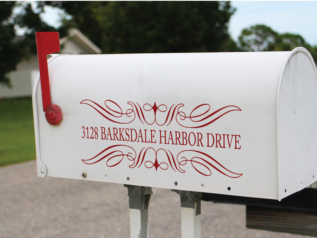 Filigree Swirl Vinyl Mailbox Sticker - Personalized Mailbox Numbers & Letters - Eastcoast Engraving