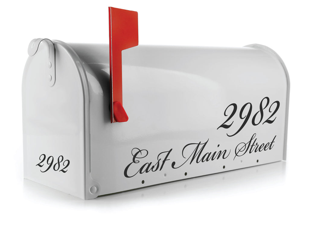 Custom mailbox lettering on outdoor mailbox