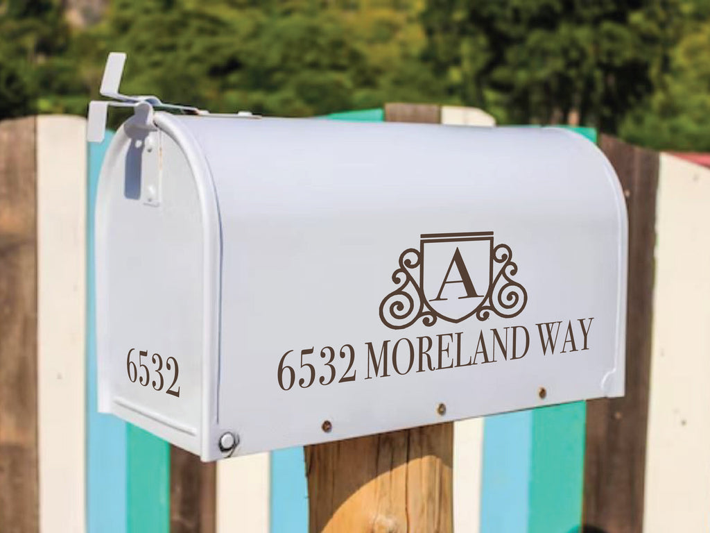 Personalized Elegant Mailbox Decal - Stylish Address & Initial Design - Eastcoast Engraving