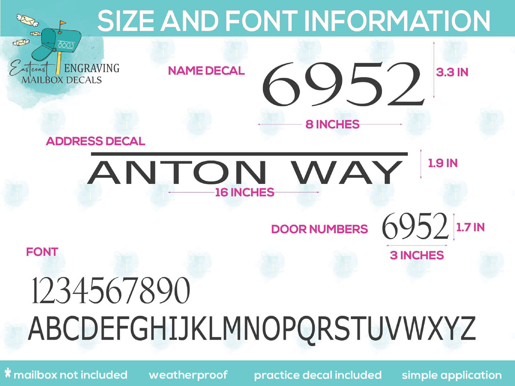 Classic Mailbox Number & Address - Custom Vinyl Lettering - Eastcoast Engraving