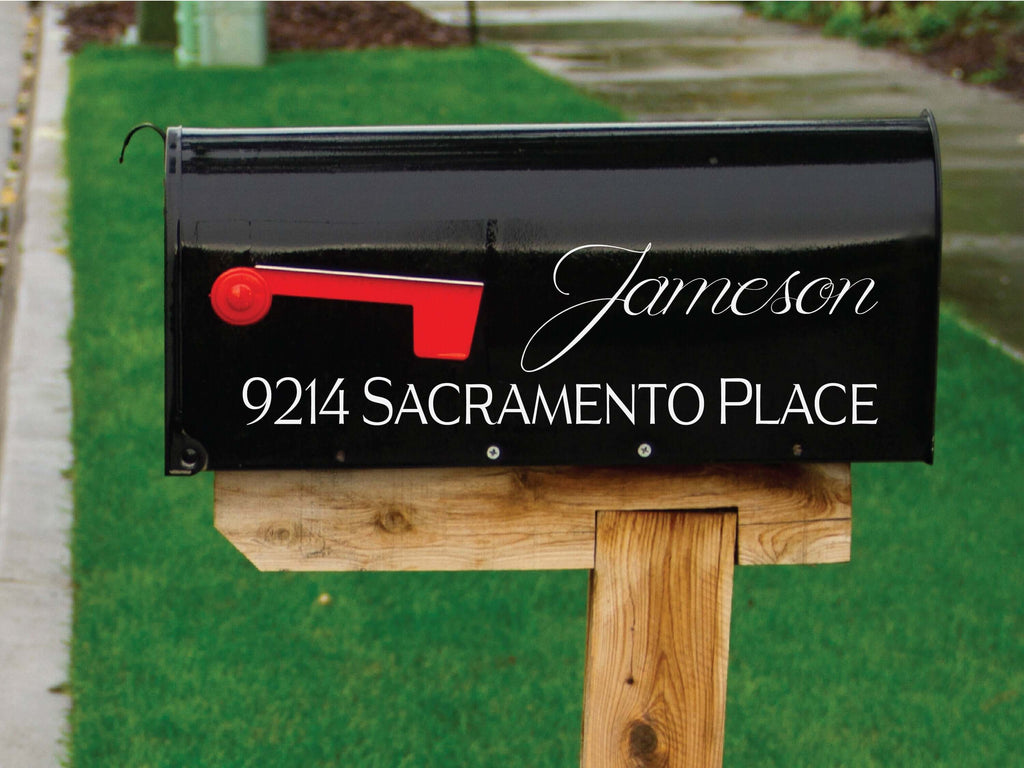 Weatherproof Jameson Mailbox Decal - Elegant Custom Script & Address - Eastcoast Engraving