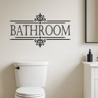 Large bathroom wall decal displayed above modern vanity
