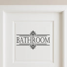 Bathroom vinyl wall sticker on white bathroom door