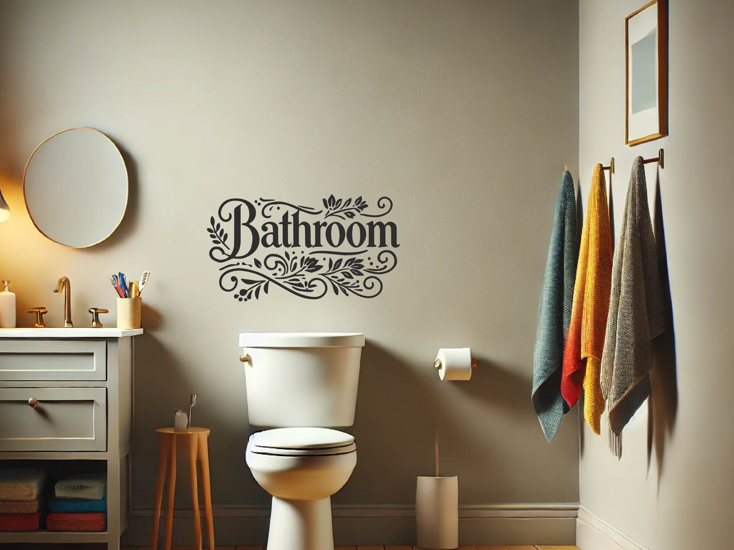 Floral Bathroom Wall Decal Flower Vinyl Sticker for Bathroom Decor 3 Size Options