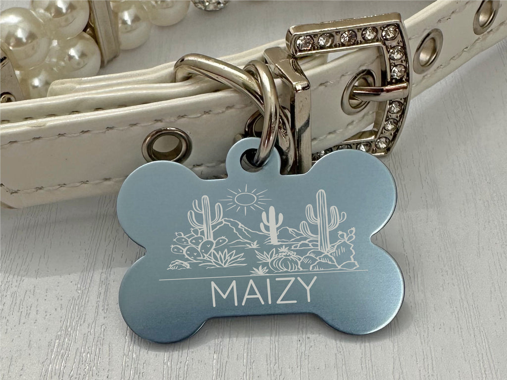 Desert Cactus Engraved Pet Tag – Secure & Stylish Dog ID - Eastcoast Engraving