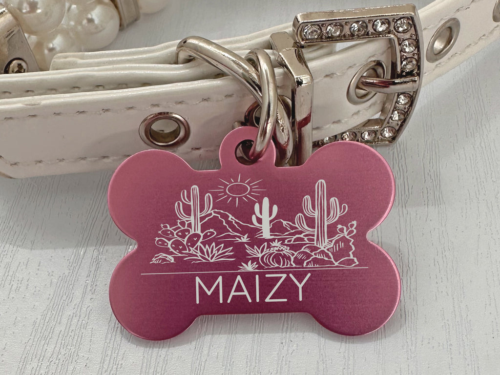 Desert Cactus Engraved Pet Tag – Secure & Stylish Dog ID - Eastcoast Engraving