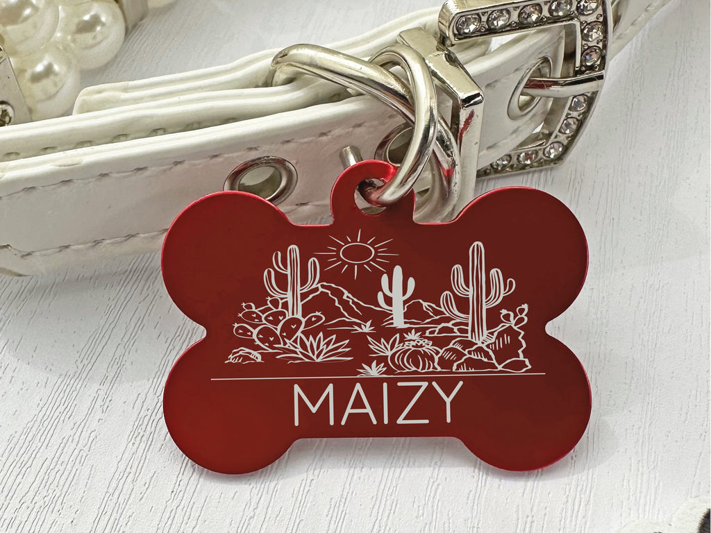 Desert Cactus Engraved Pet Tag – Secure & Stylish Dog ID - Eastcoast Engraving