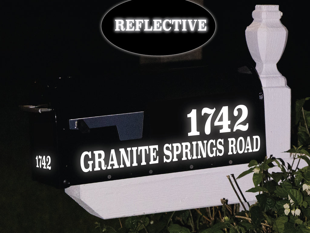 Durable reflective house number decal for mailboxes