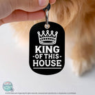 Custom cat collar tags - King of This House humorous engraved pet tag in black