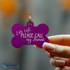 Custom engraved dog ID tag with funny saying by Eastcoast Engraving