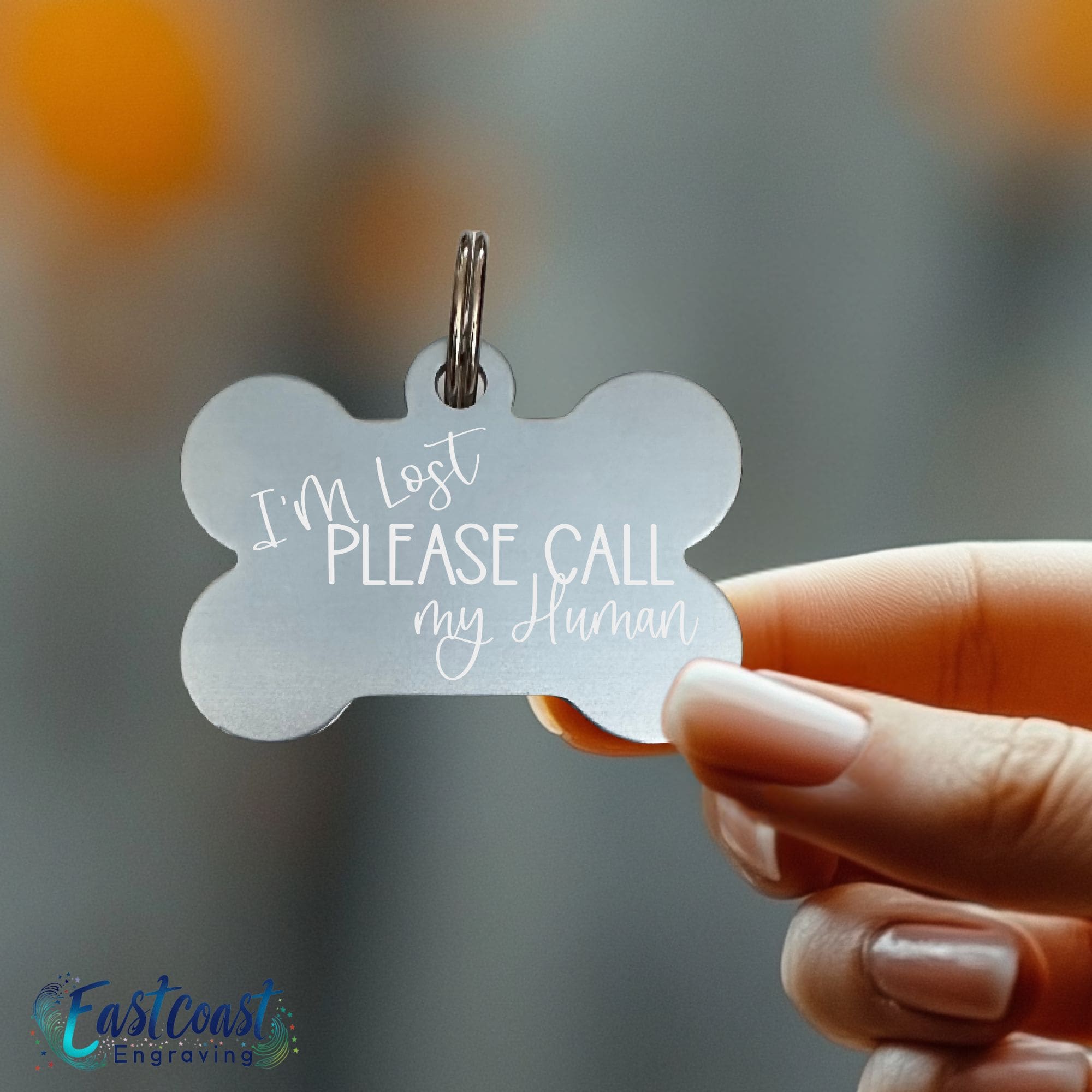 Engraved dog ID tag with humorous design – Eastcoast Engraving