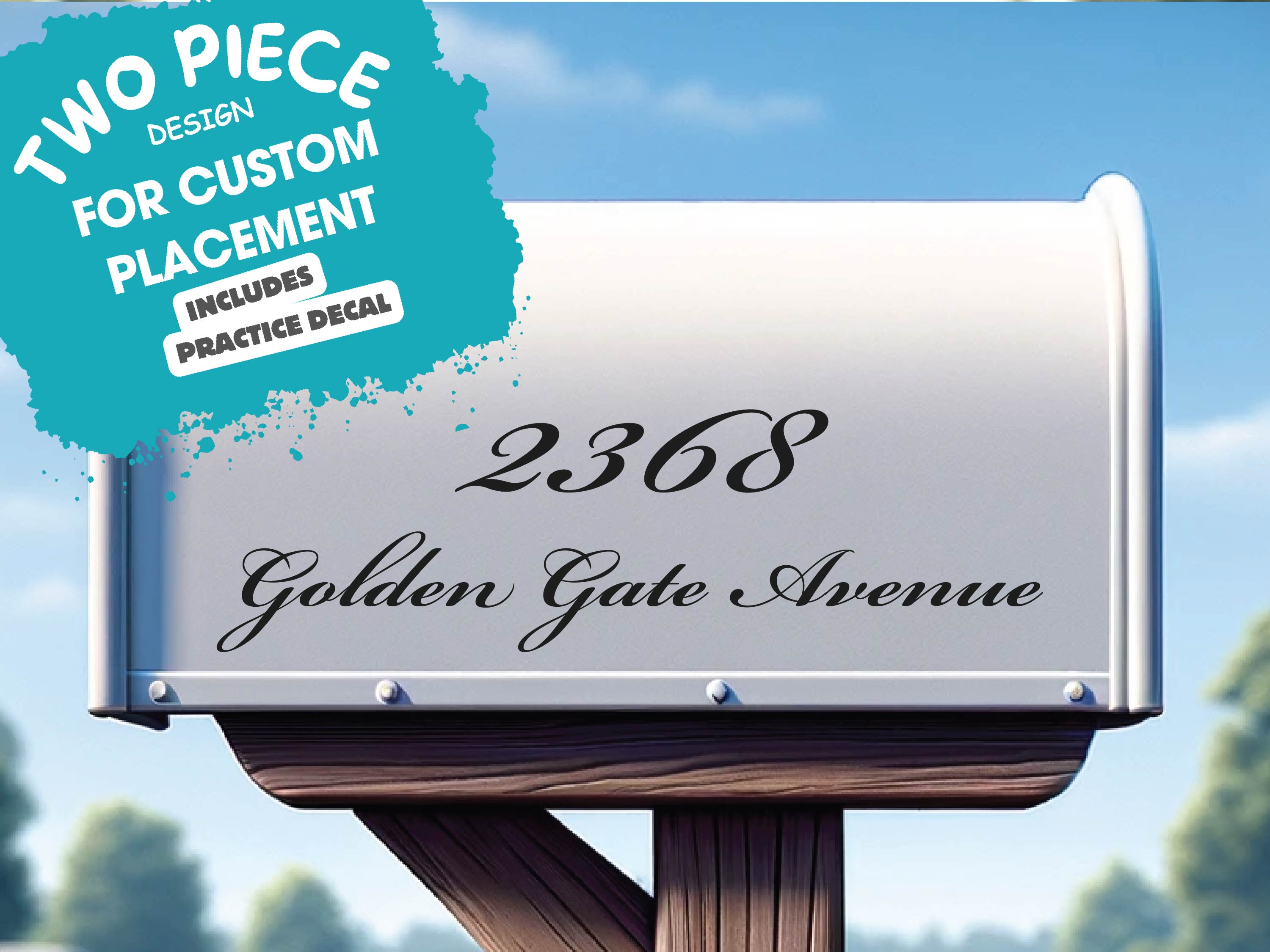custom mailbox number decal with address line in bold font