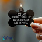 Engraved funny dog tag – personalized pet ID tag in black
