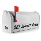 Custom black vinyl mailbox decal with house numbers