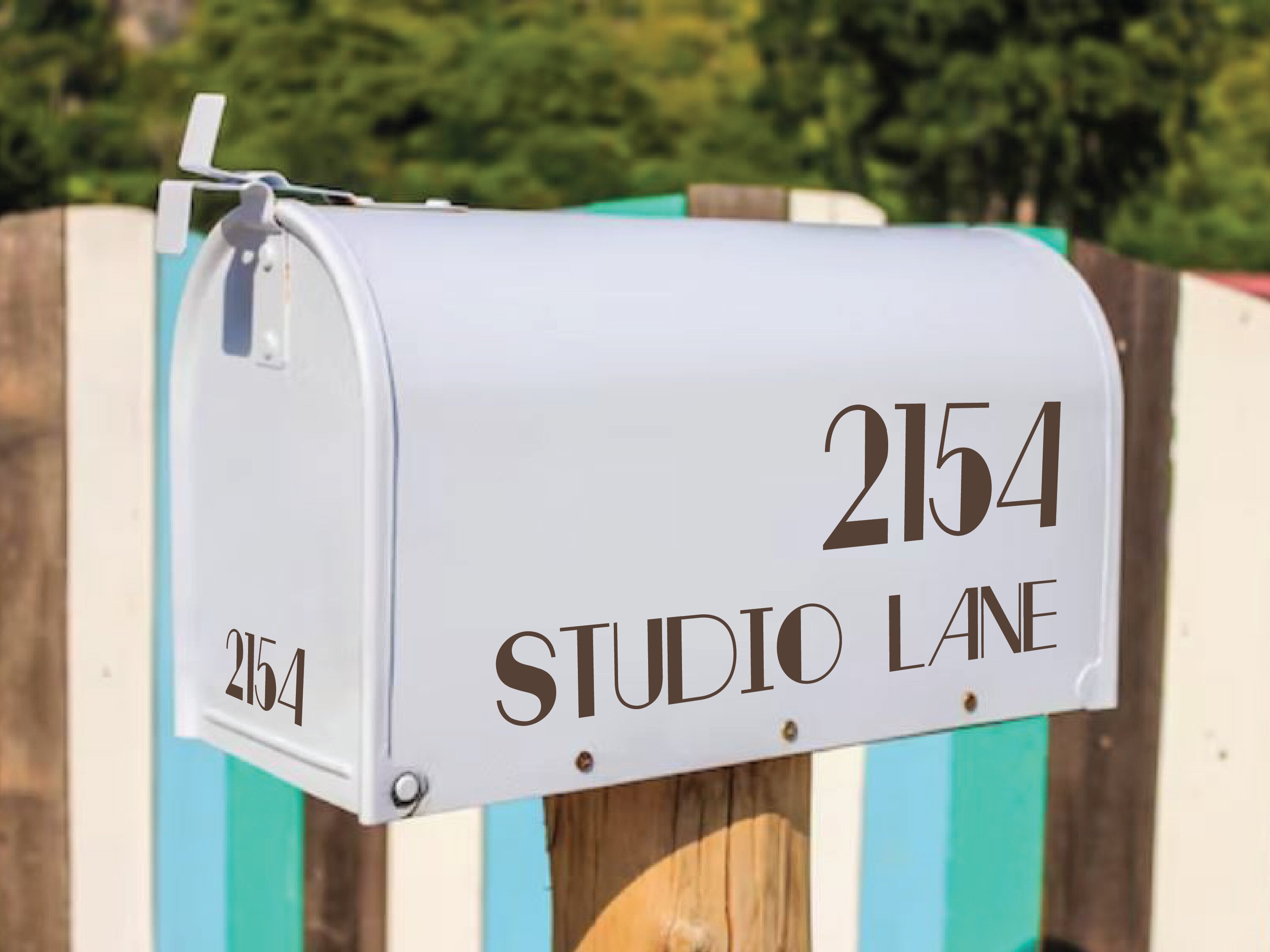 house number and street mailbox sticker in bold font