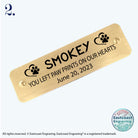 Brass pet memorial nameplate with custom engraving, suitable for remembrance displays.