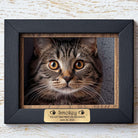 Engraved pet memorial tag in brass with adhesive backing, featuring custom name and date by Eastcoast Engraving.