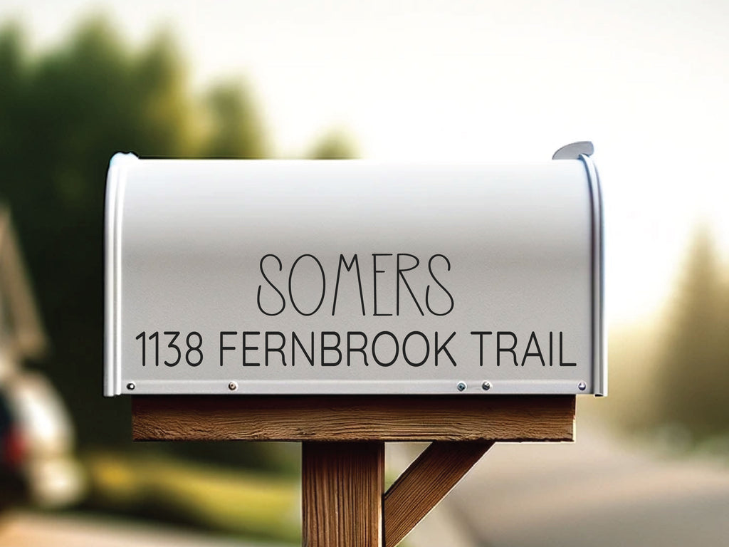 Mailbox featuring custom decal for improved visibility and style