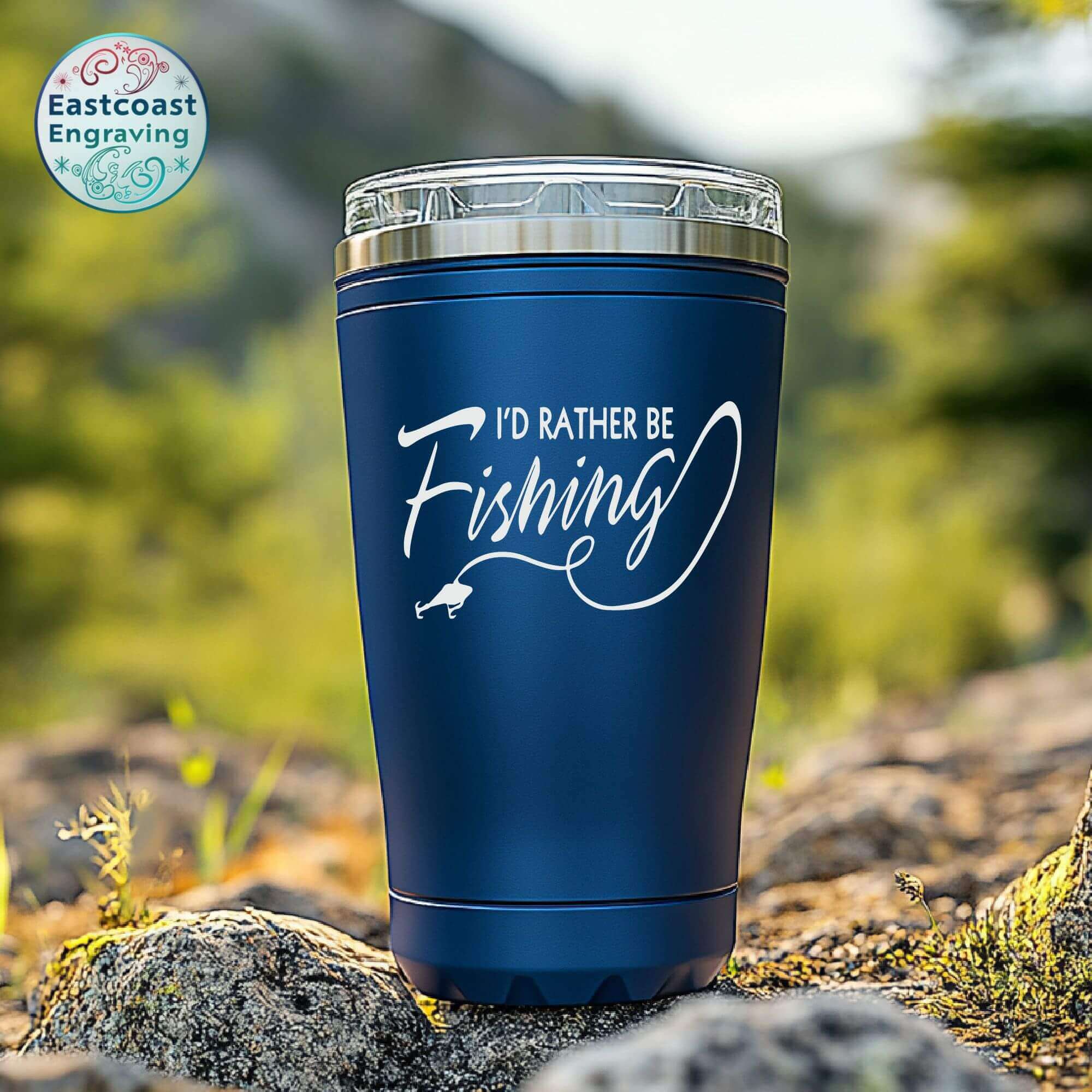 I'd Rather Be Fishing vinyl decal on a tumbler – perfect for fishing enthusiasts