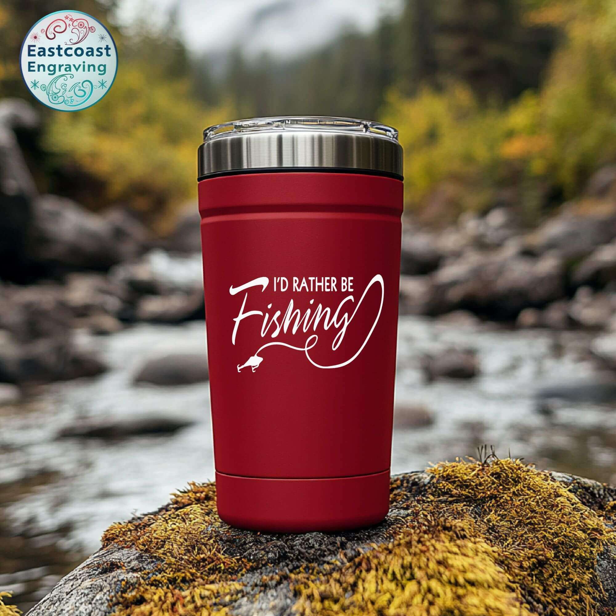 Fishing lover vinyl sticker on a tumbler – stylish and fun for any fisherman