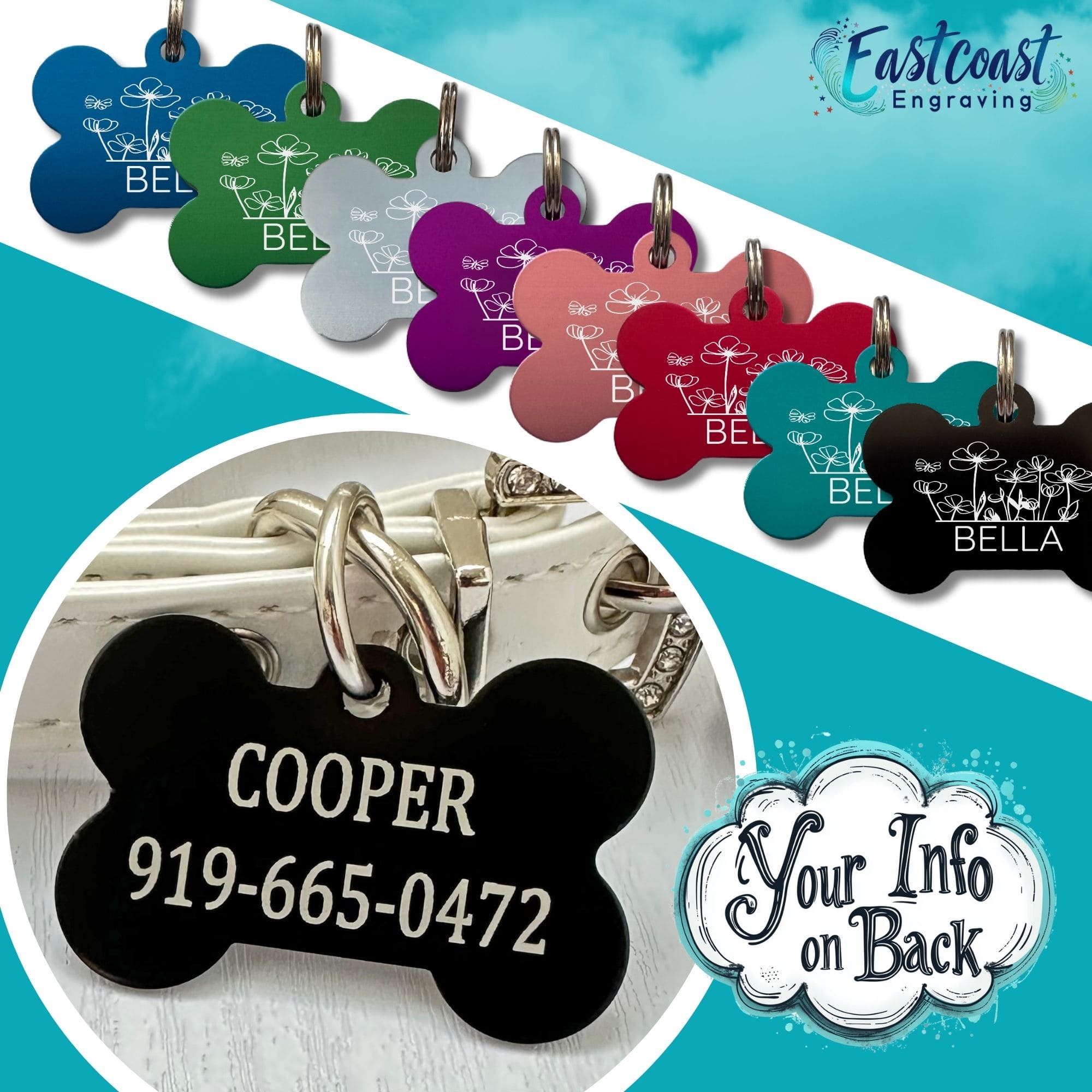 Waterproof fun pet tag for dogs and cats