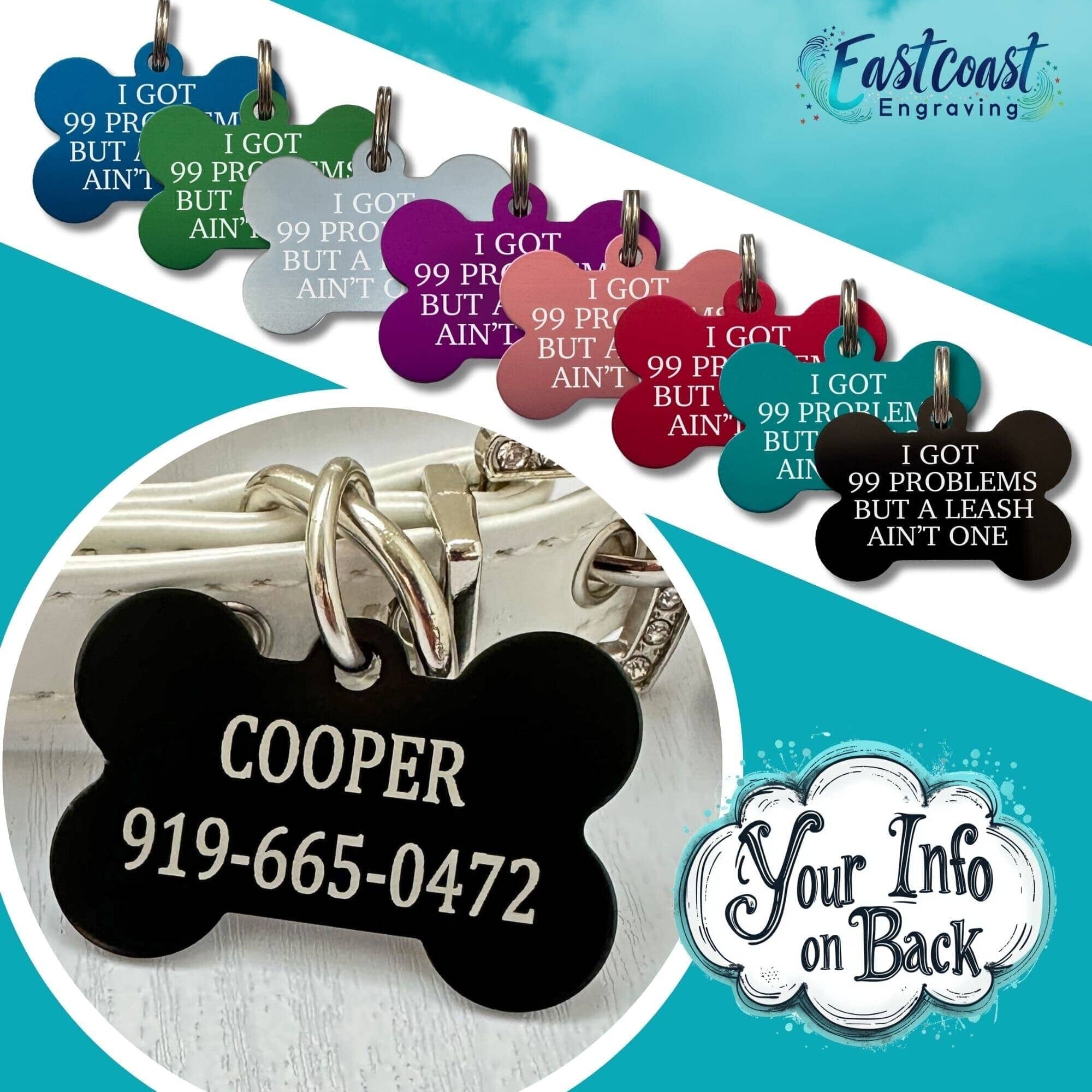 Funny dog name tags discount