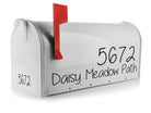 black vinyl house number and address decal on mailbox