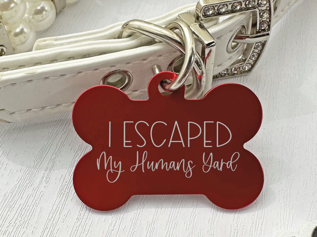 Humorous 'I Escaped' Dog ID Tag - Personalized Pet Safety Accessory - Eastcoast Engraving