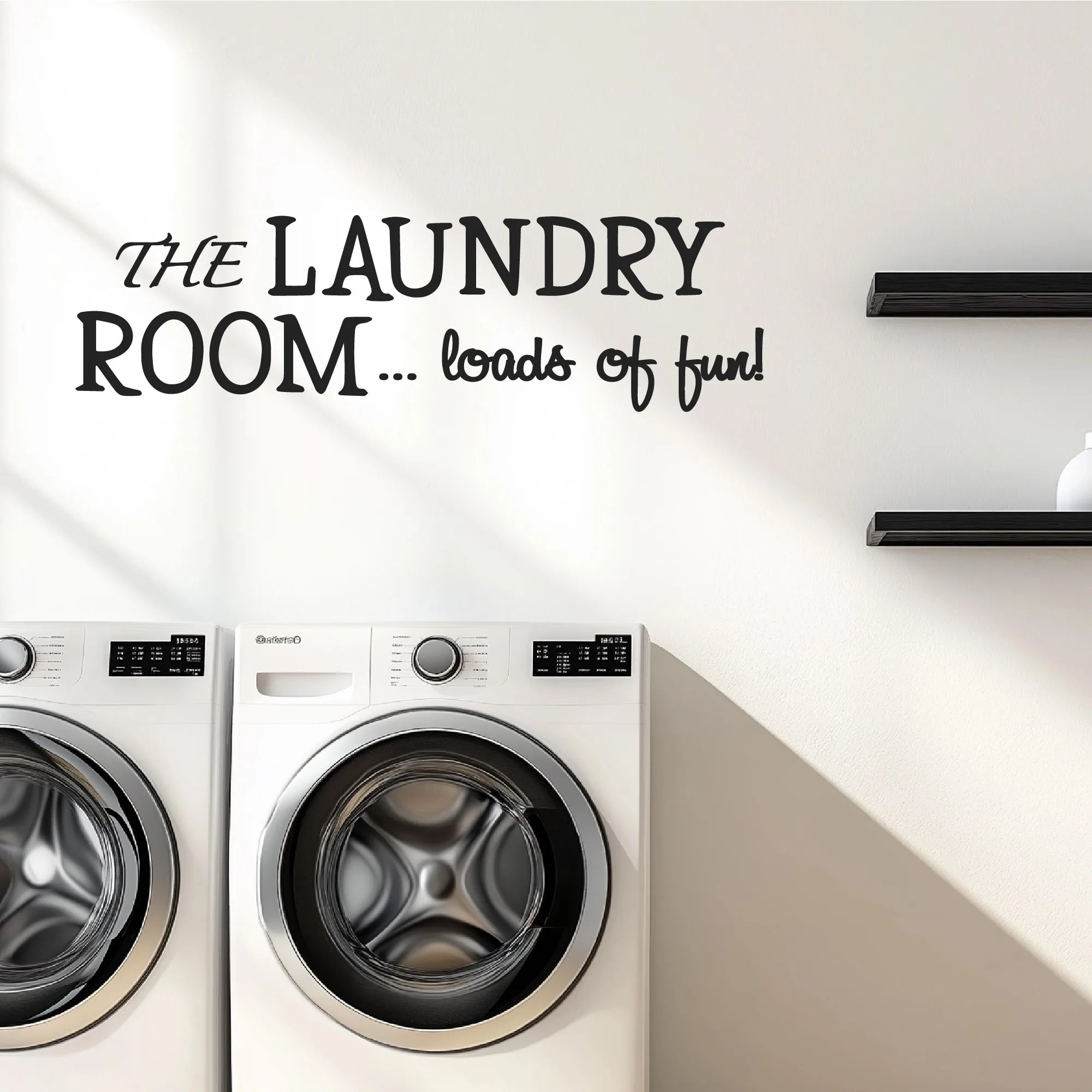 Vinyl laundry decor for wash rooms with playful lettering