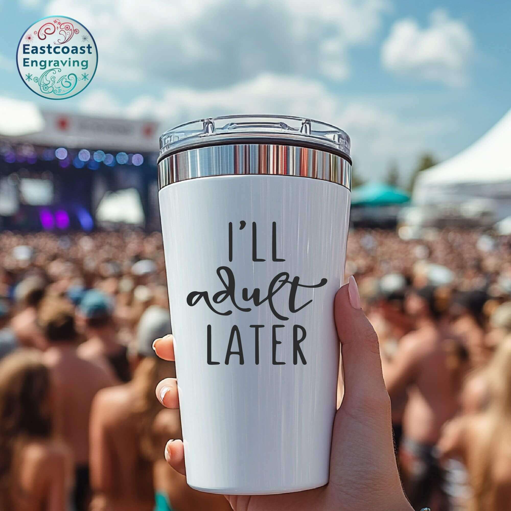 Sarcastic vinyl sticker on a tumbler – stylish and fun for any occasion