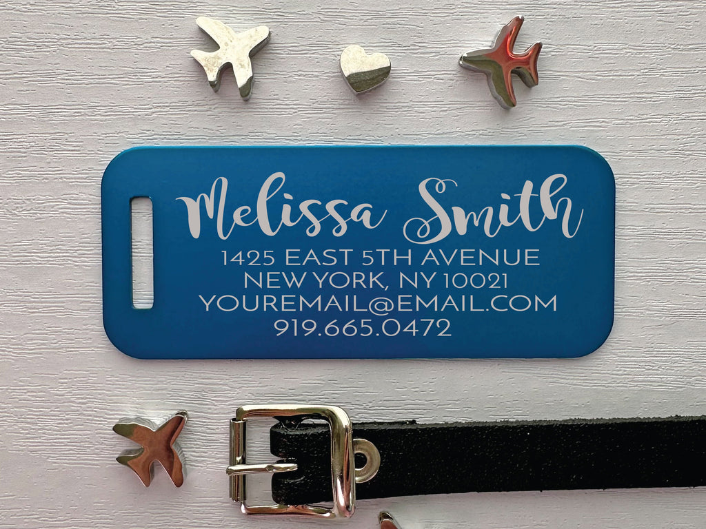 Custom Script Luggage Tag - Chic & Legible Travel ID - Eastcoast Engraving