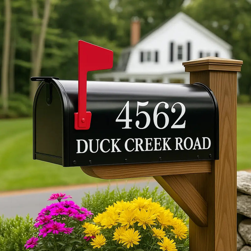Personalized mailbox address stickers with custom vinyl lettering