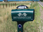 Personalized mailbox sticker with motorsport design and house number