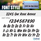 Font style chart for custom mailbox vinyl lettering