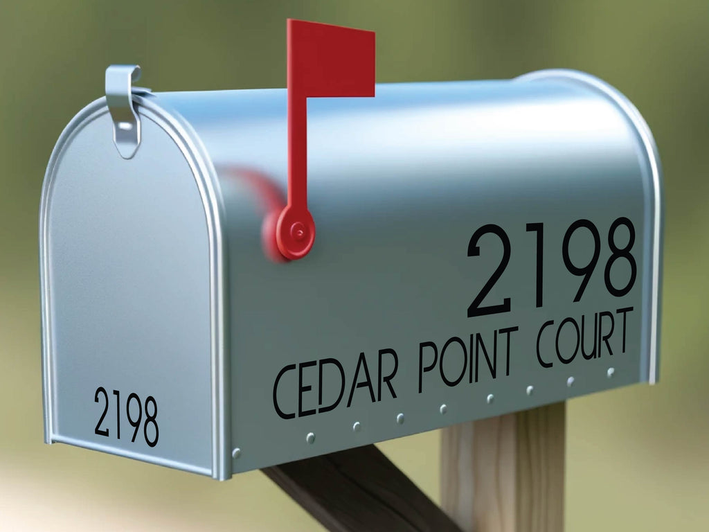 Brightly colored custom mailbox decal enhancing curb appeal