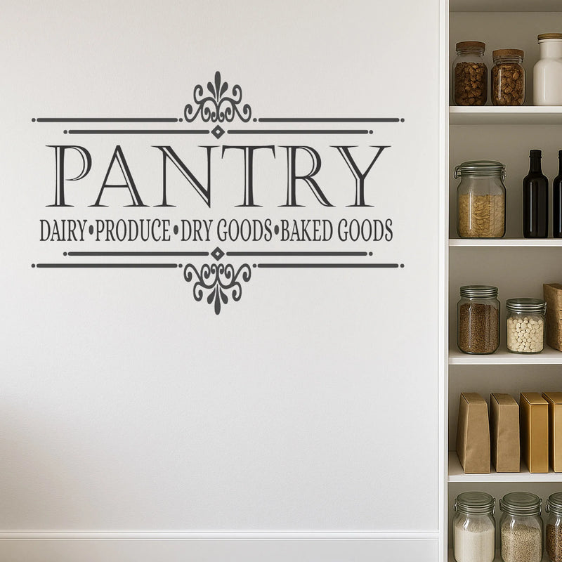 Pantry wall decal in modern vinyl lettering for kitchen decor