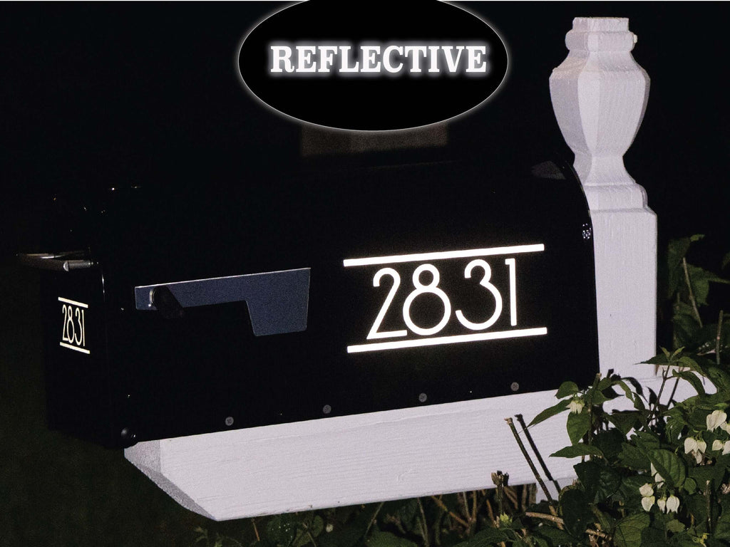 Modern Reflective Mailbox Decal: Customizable High-Visibility Numbers & Letters - Eastcoast Engraving
