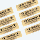 Engraved brass pet memorial nameplate with adhesive backing, customizable for a personal tribute. By Eastcoast Engraving