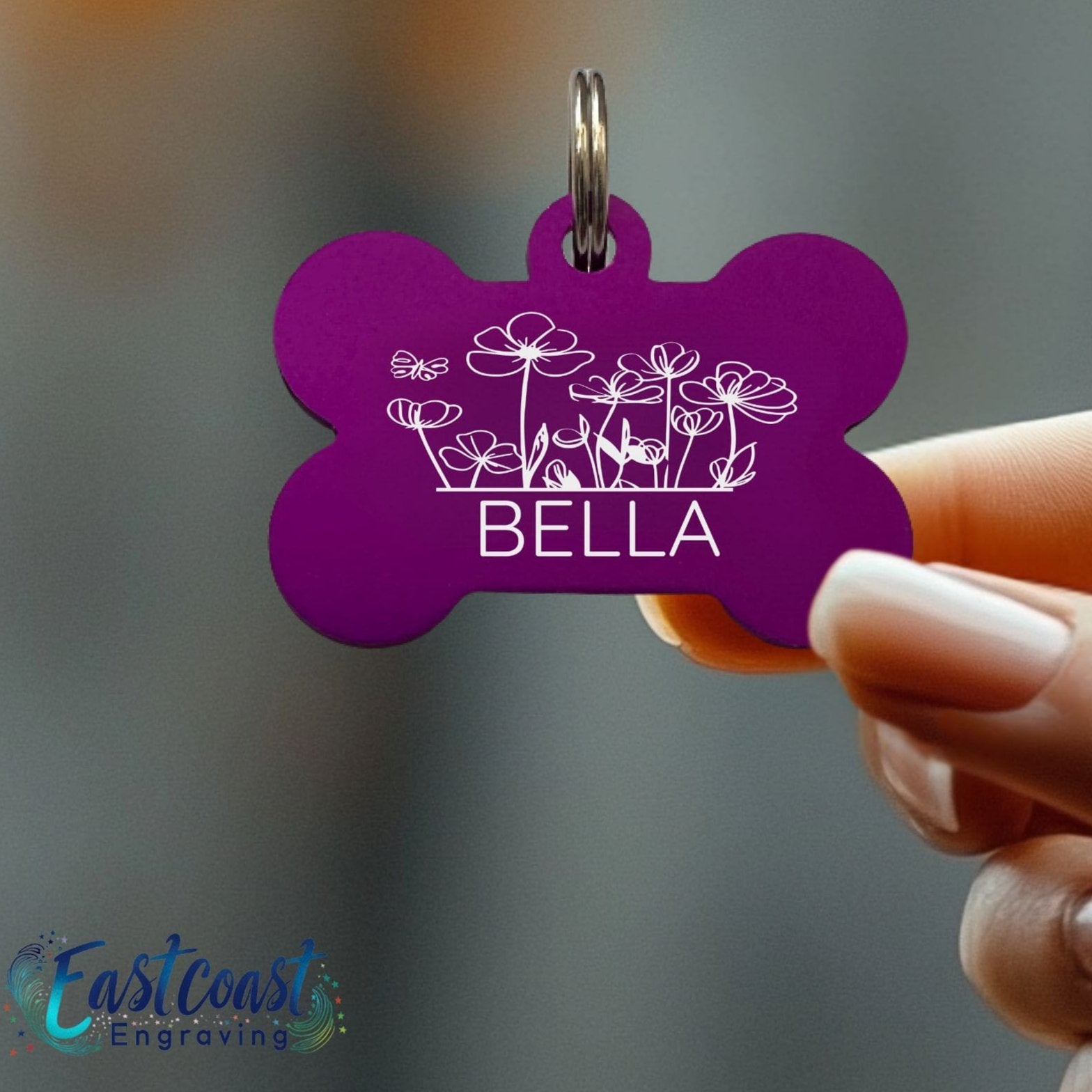 Custom fun dog tag in vibrant colors for pet safety