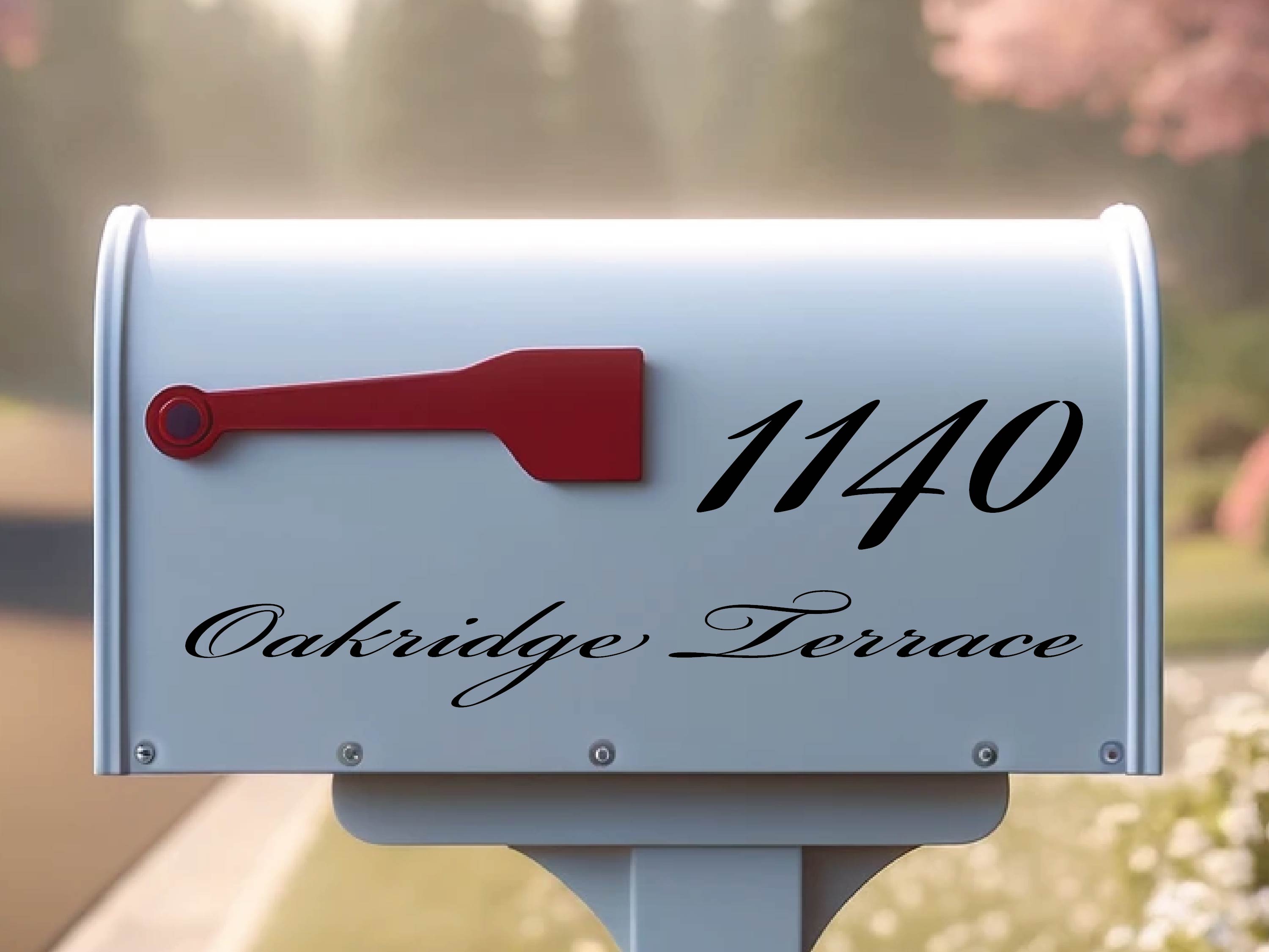 stylized mailbox decal for residential address display
