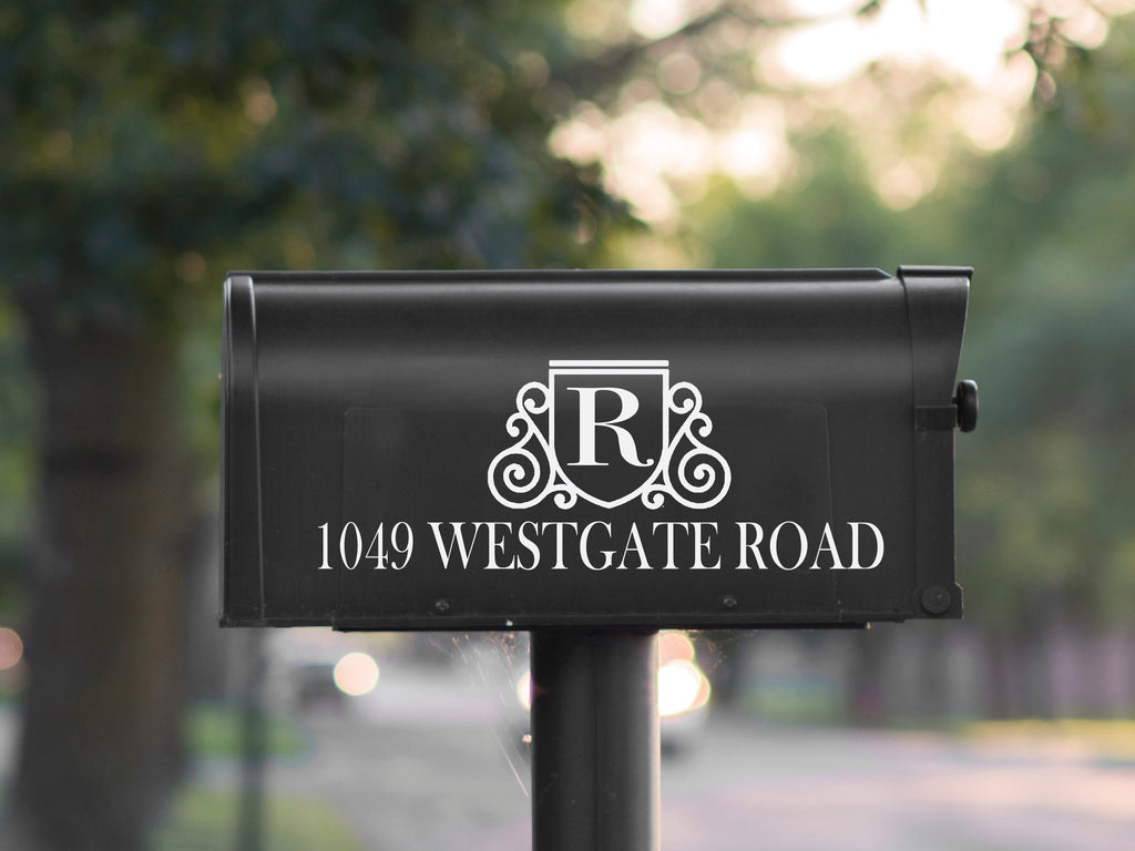 Personalized Elegant Mailbox Decal - Stylish Address & Initial Design - Eastcoast Engraving