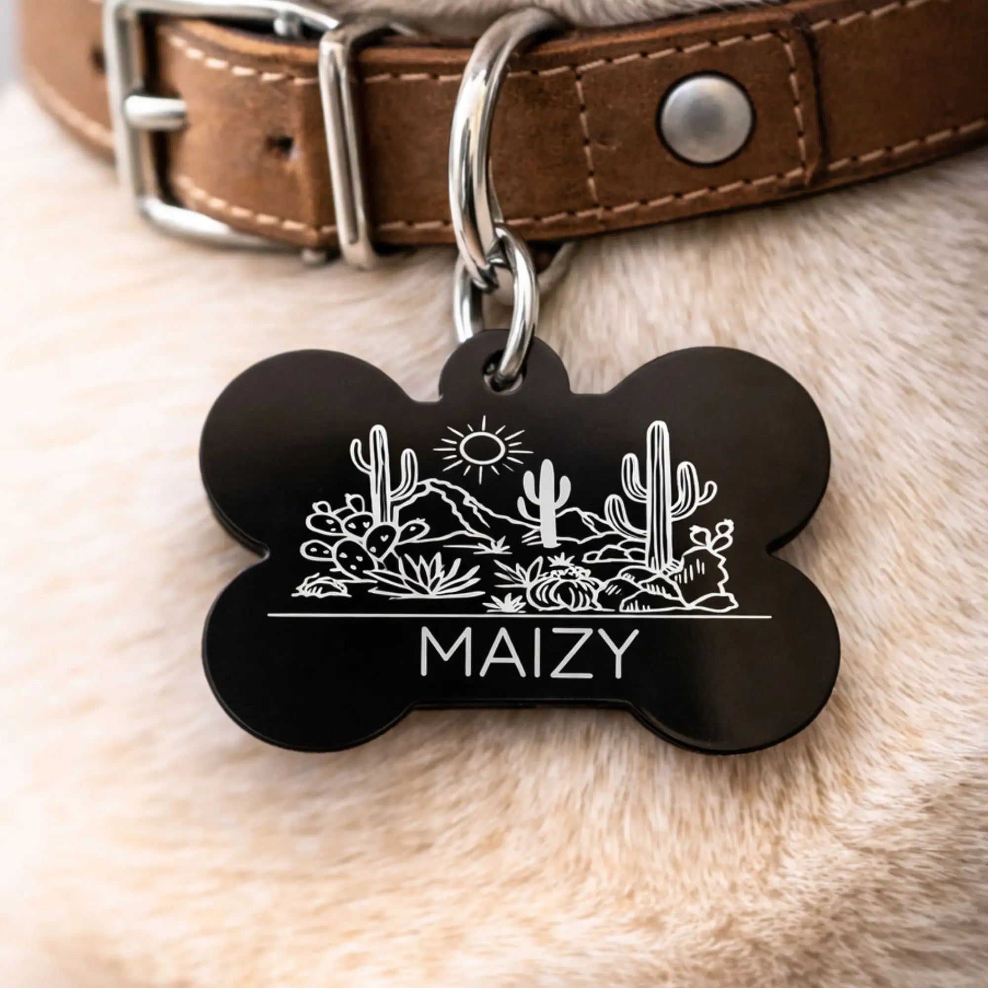 Personalized Floral Pet ID Tag with Custom Name